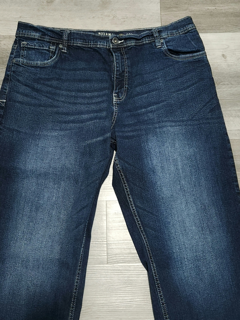 Reclaim Dark Blue Fade Wash Straight Leg Denim Jeans Mens Size 40L - Picture 3 of 15